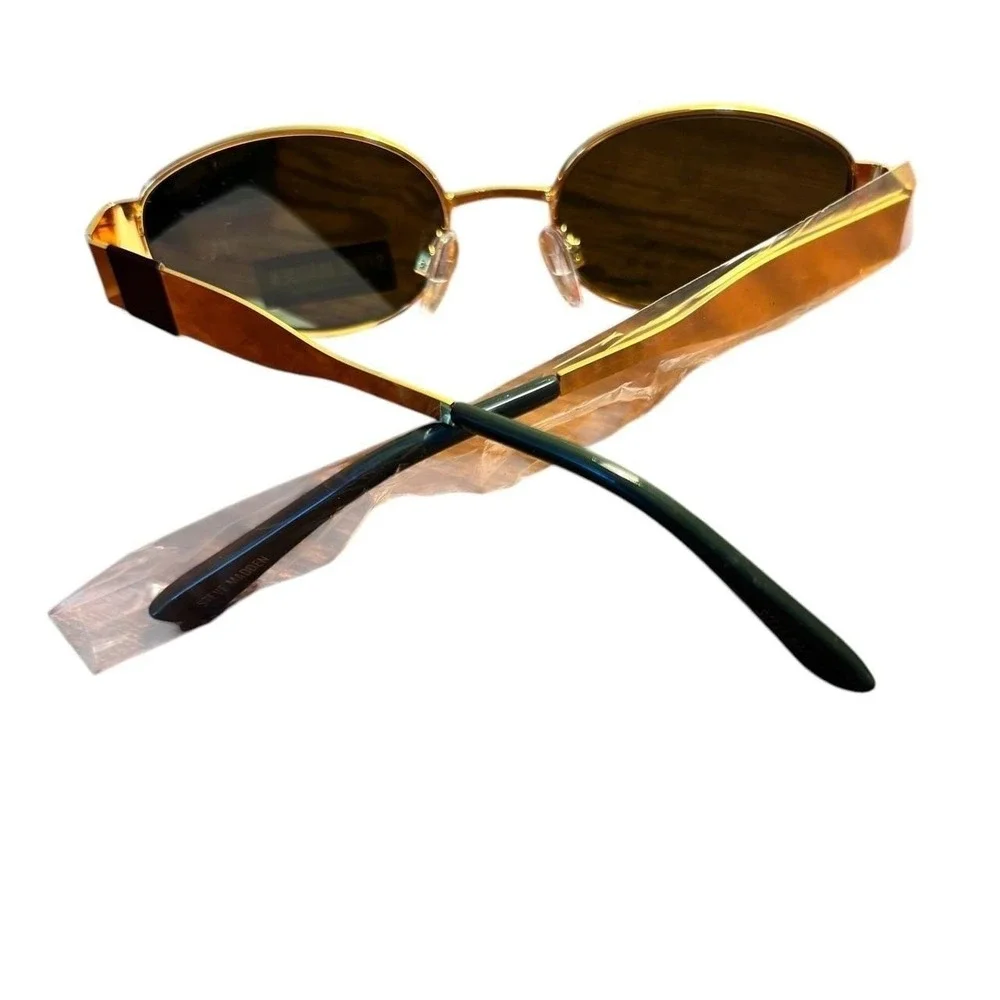 Steve Madden MYSTIE Gold Frame Oval Sunglasses Womens NWT